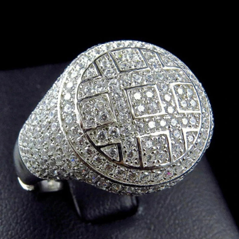 Wedding Band Ring Inlaid Crystal Invisible Setting Metal Wedding Men Jewelry