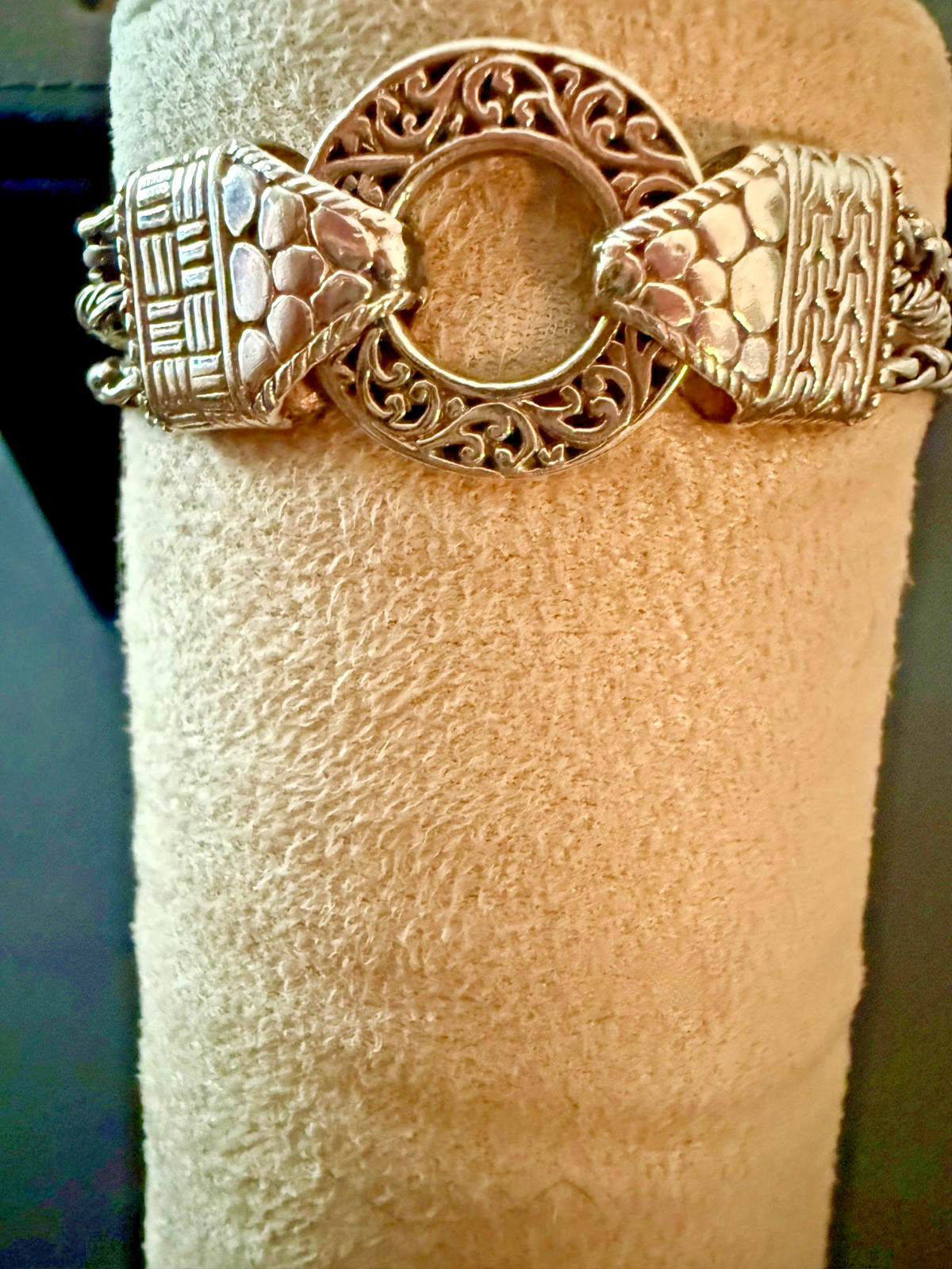 BALINESE Hand Made Sterling Silver TRIPLE CHAIN Bracelet. Filigree. SARDA