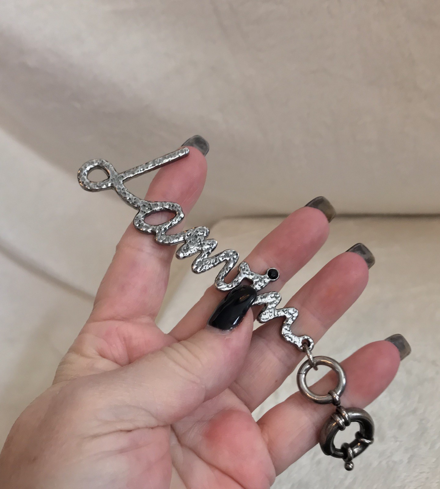 New LANVIN Silver L-A-N-V-I-N Key Chain, Charm, 6” Length