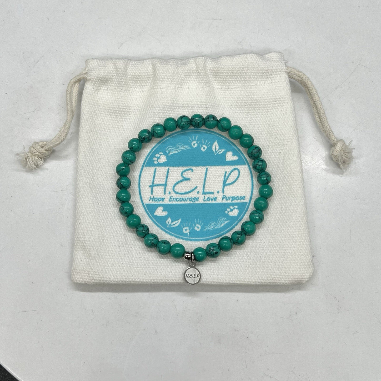 T Jazelle H.E.L.P. Turquoise Gemstone Bracelet 6.5+”