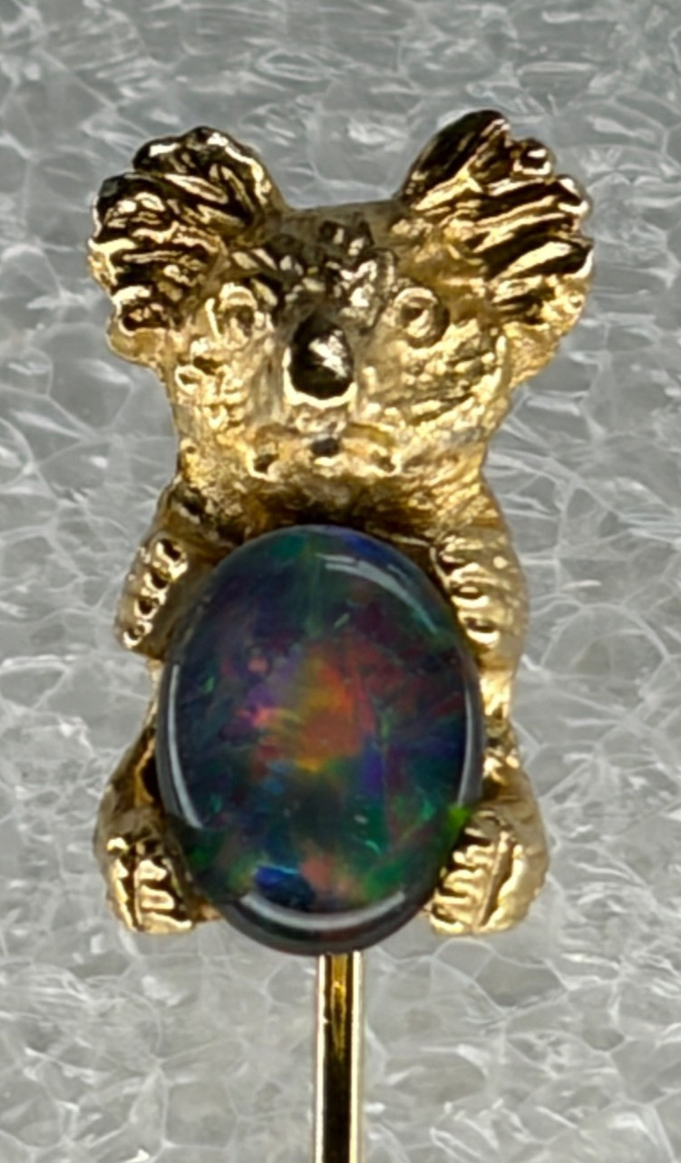KOALA BLUE AURORA STONE GOLD TONE STICK PIN
