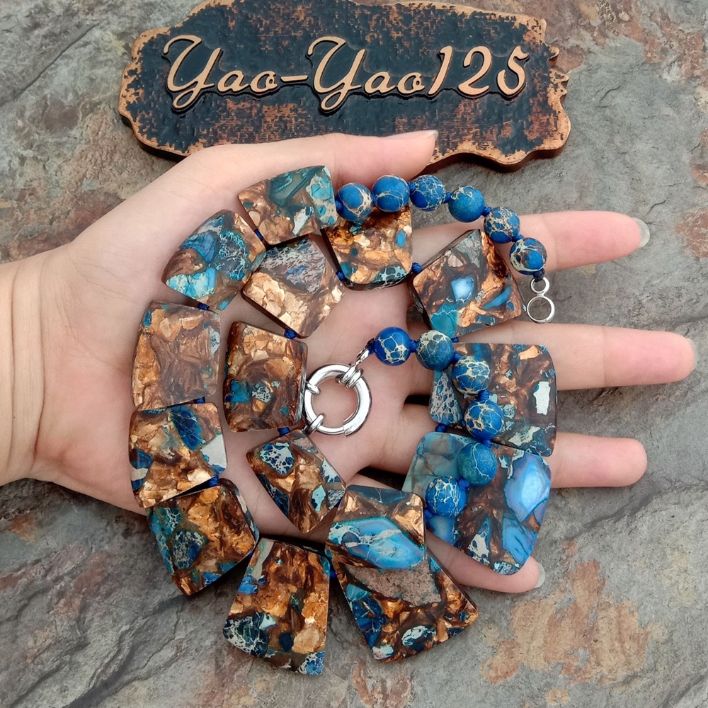 19”  Mixed Color Sea Sediment Imperial Jasper Graduated Necklace