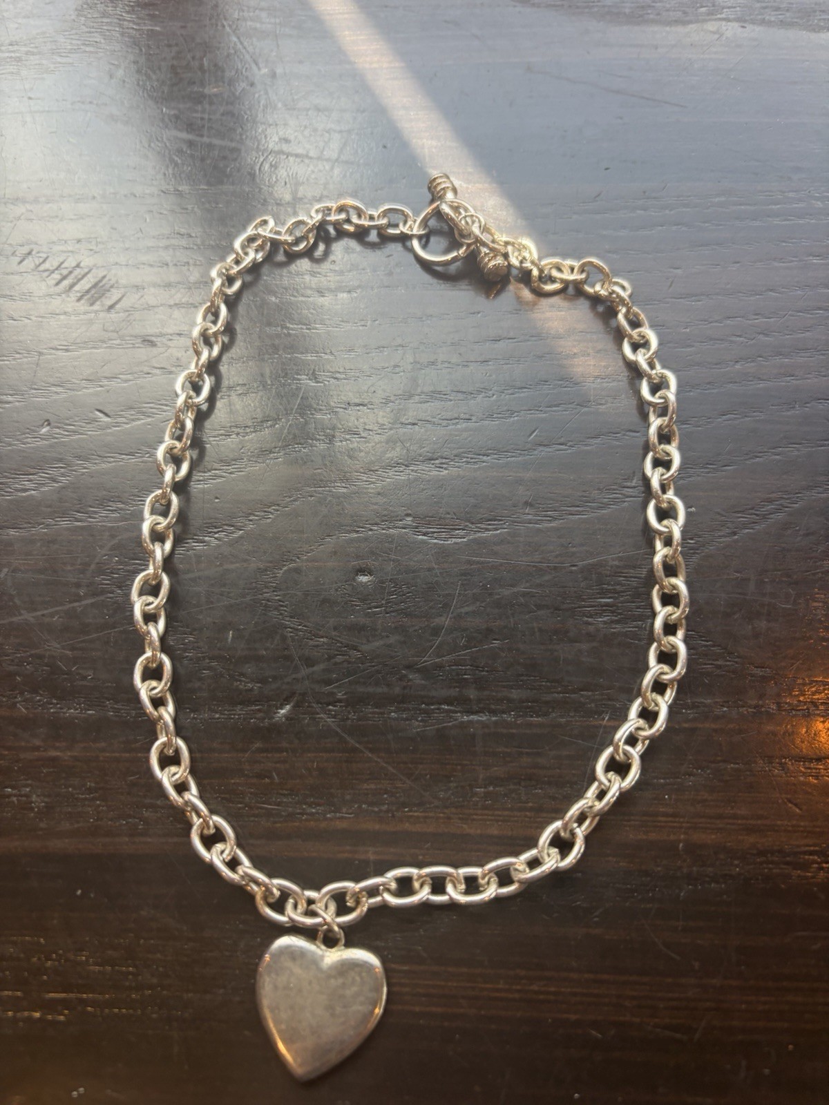 Silver Cable Chain Necklace Heart Charm Pendant Love Theme Lobster Closure
