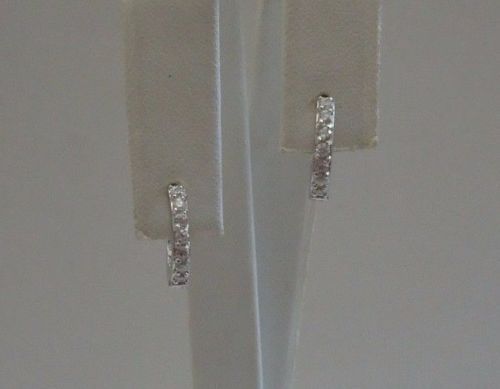 925 STERLING SILVER HUGGIE/ HOOP EARRINGS W/ .75 CT LAB DIAMONDS/ 14MM DIAMETER