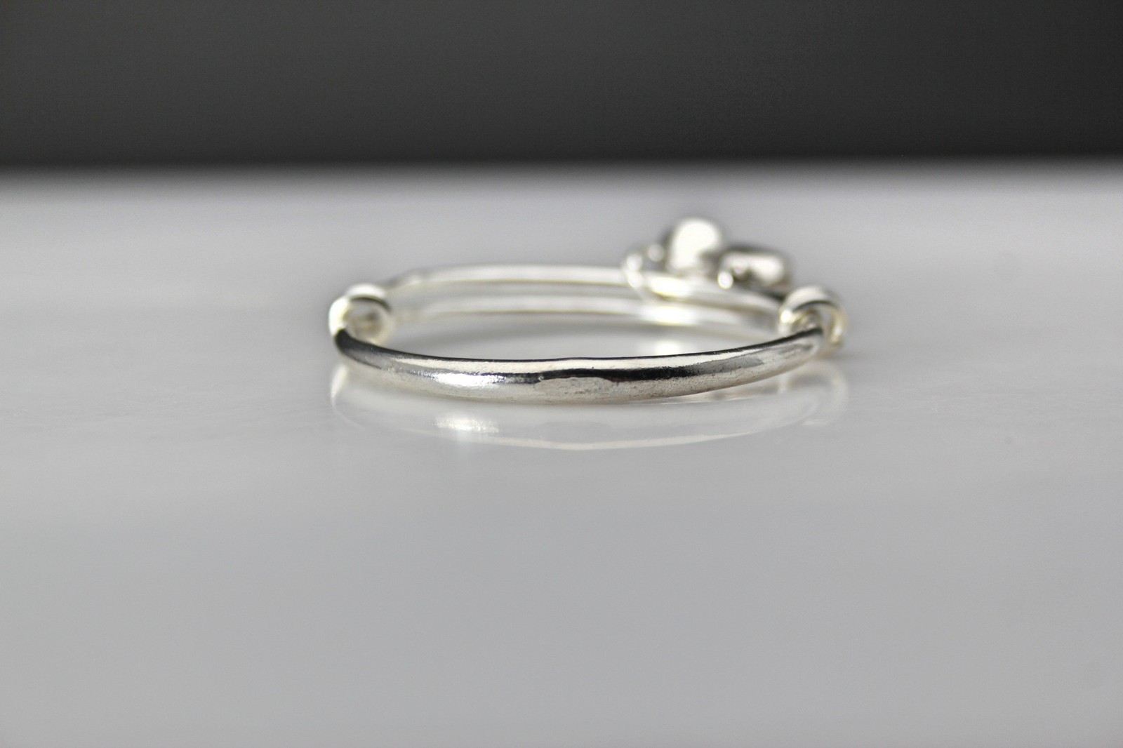 Two Bell Sterling 925 Baby Adjustable Size Bangle Bracelet 8.8 Grams (BR5508)