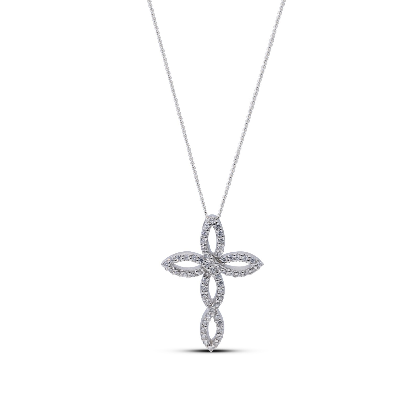 Sterling Silver Infinity Cross Pendant Necklace Women Jewelry Fashion 925 Gift