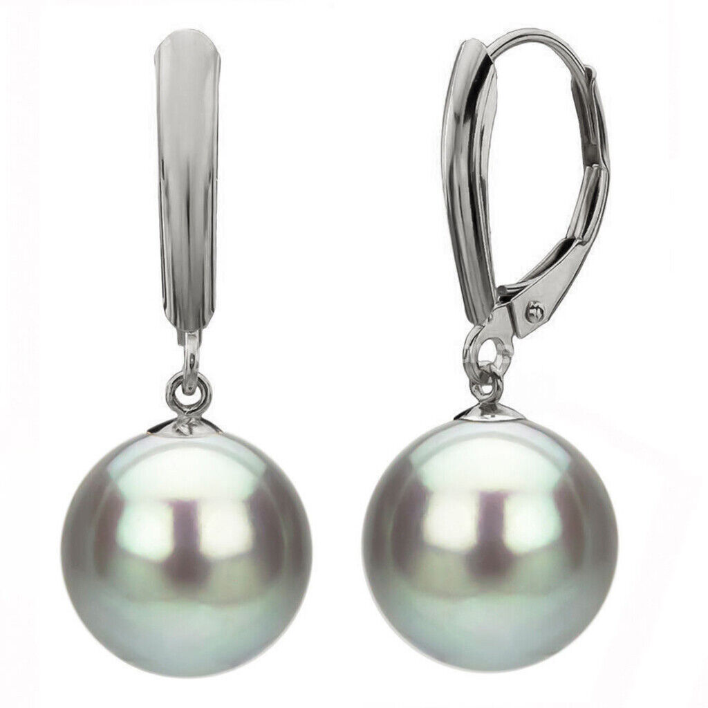 Women’s 8/10/12/14/16mm South Sea Shell Pearl Dangle Leverback Earrings AA