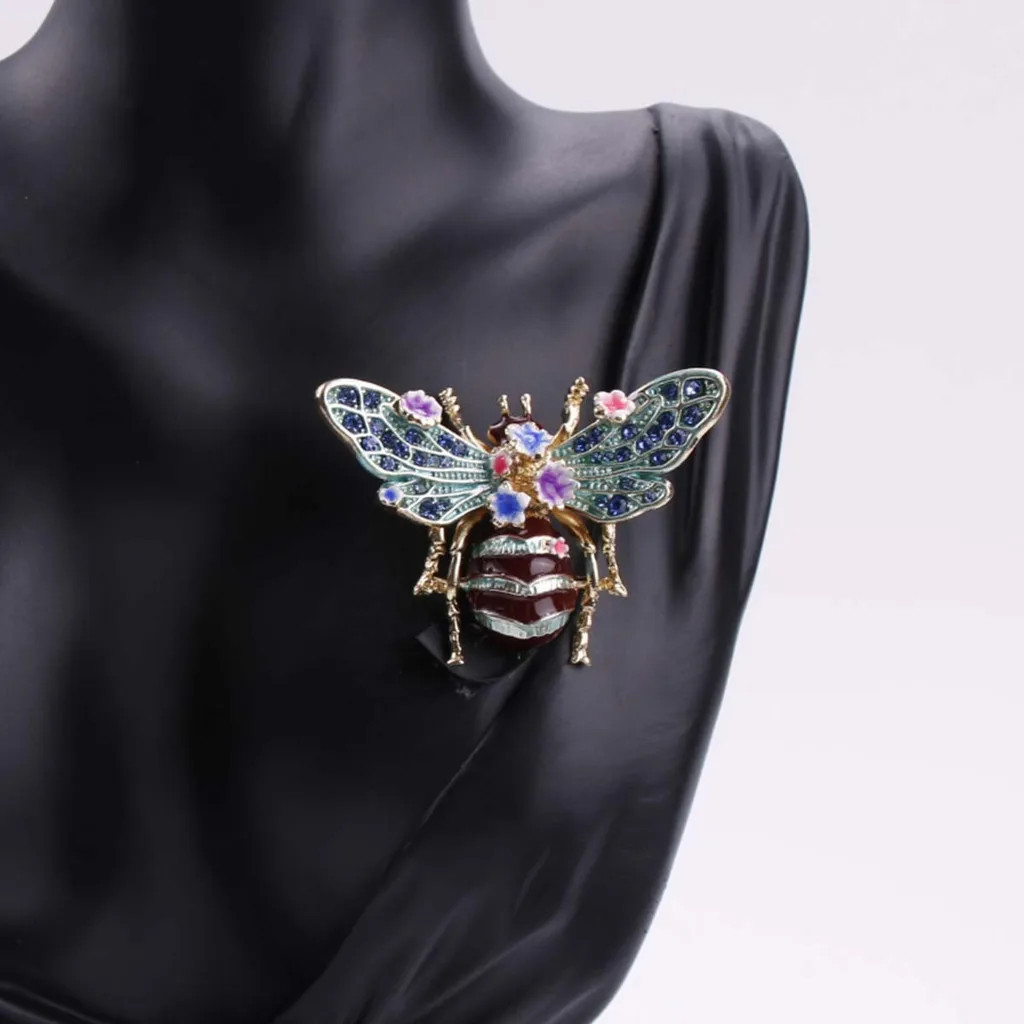 Cute Bee Brooch Colorful Flower Insect Badge Exquisite Pin Jewelry