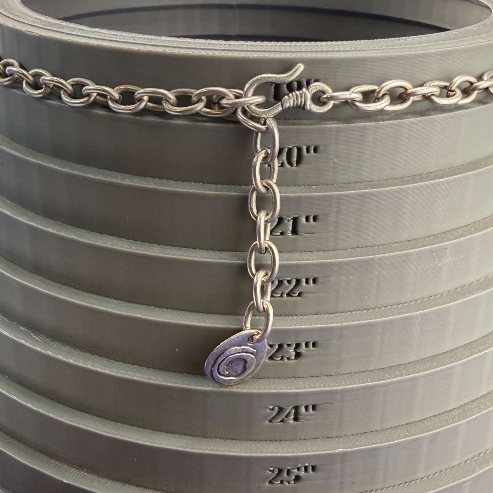 Mozaic Necklace Bib Brutalist Silver Tone Signed 20”