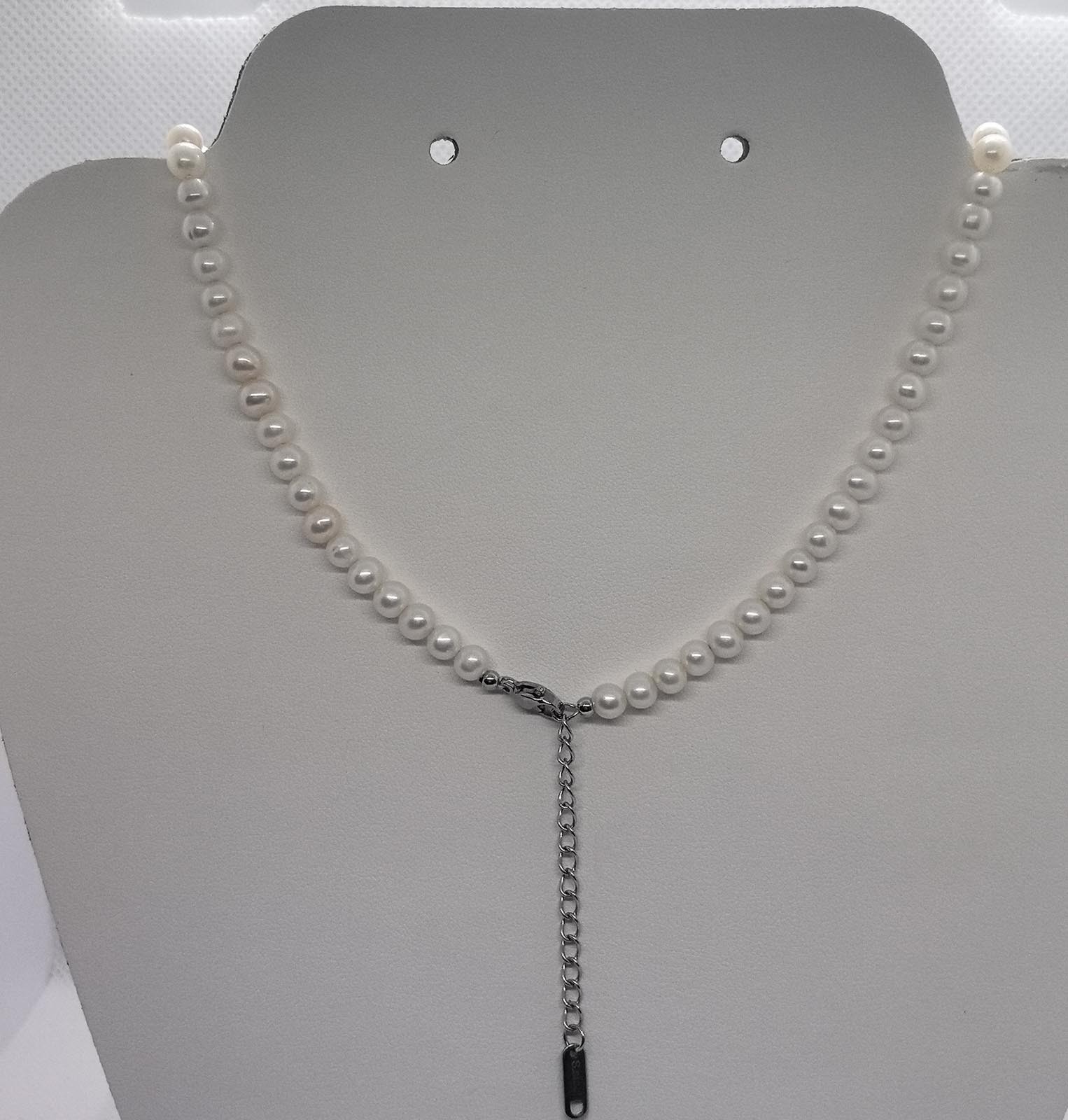 5-6mm Natural Near Round Pearl Necklace Freshwater White Pearl Jewelry Gift