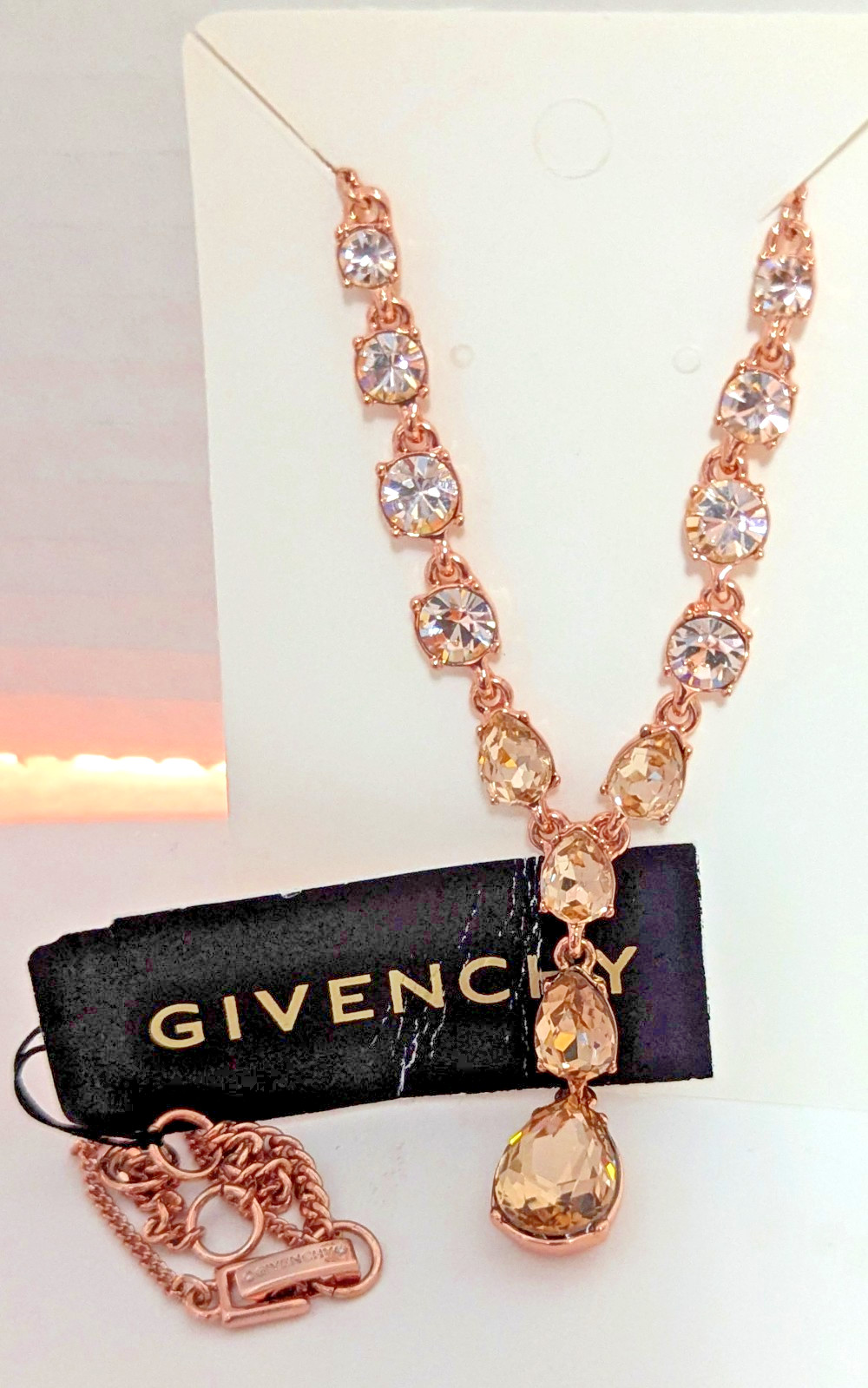 Givenchy Morganite-like-Peachy Tones Statement, Runway, Rose Gold like Necklace