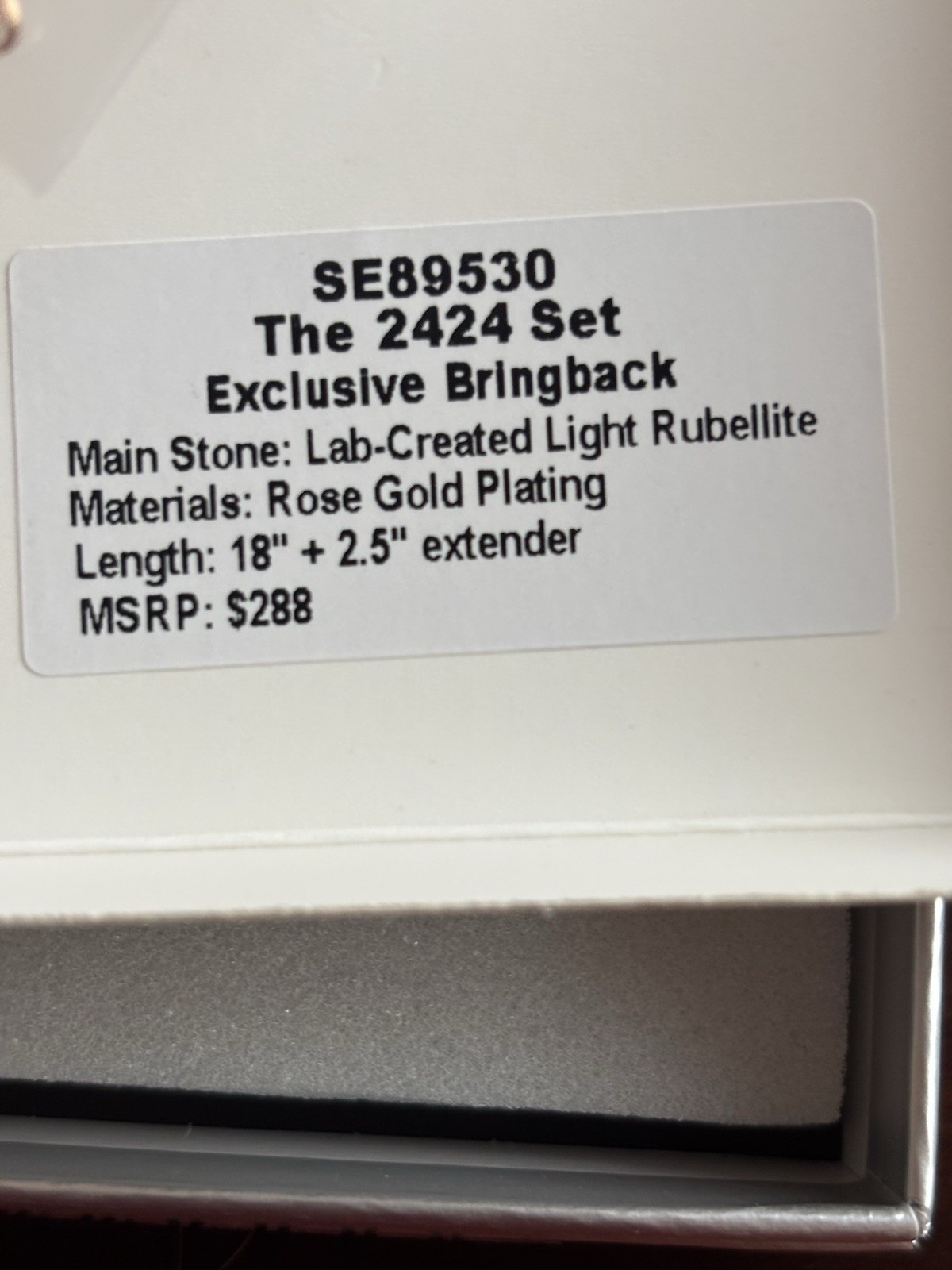 BP “The 2424 Set” The Gem Society Lab-Created Light Rubellite RG Plated Set