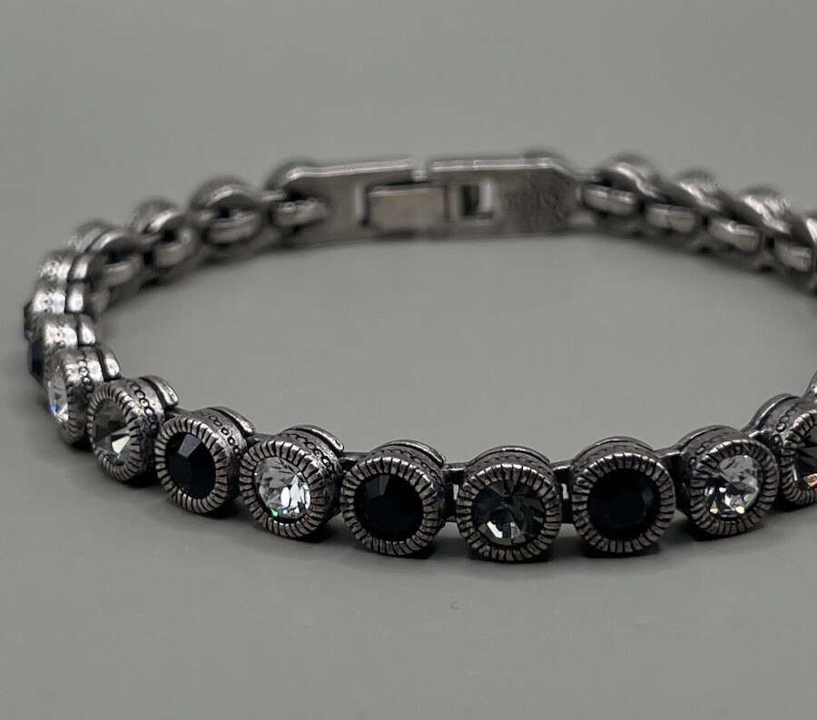Patricia Locke USA Womens Tennis Bracelet Silver Plate Swarovski Crystal 7” 2006