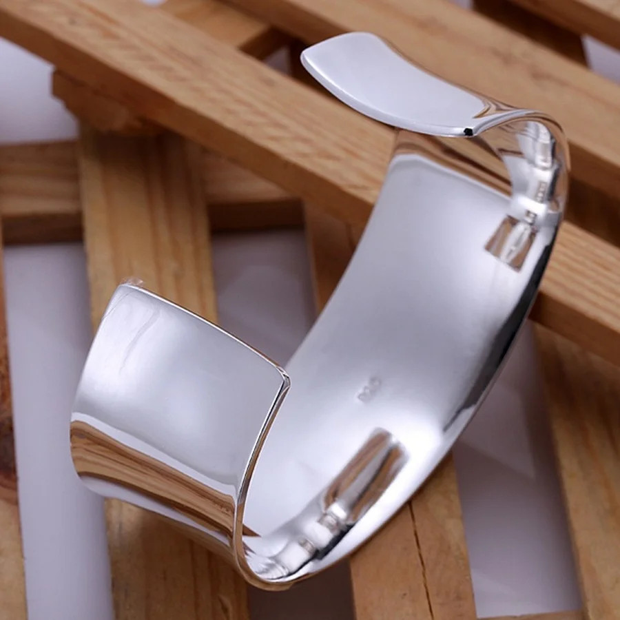 925 Sterling Silver Bracelet High Quality Fashion Women Solid Lady Bangle Jewelr