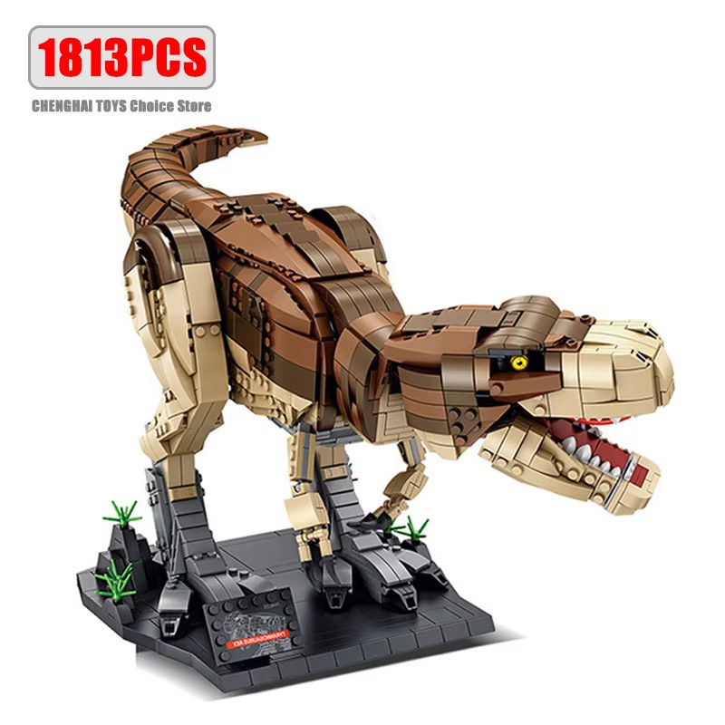 Dinosaur Building Blocks T Rex Model Toy with Lights Construction Brick Set