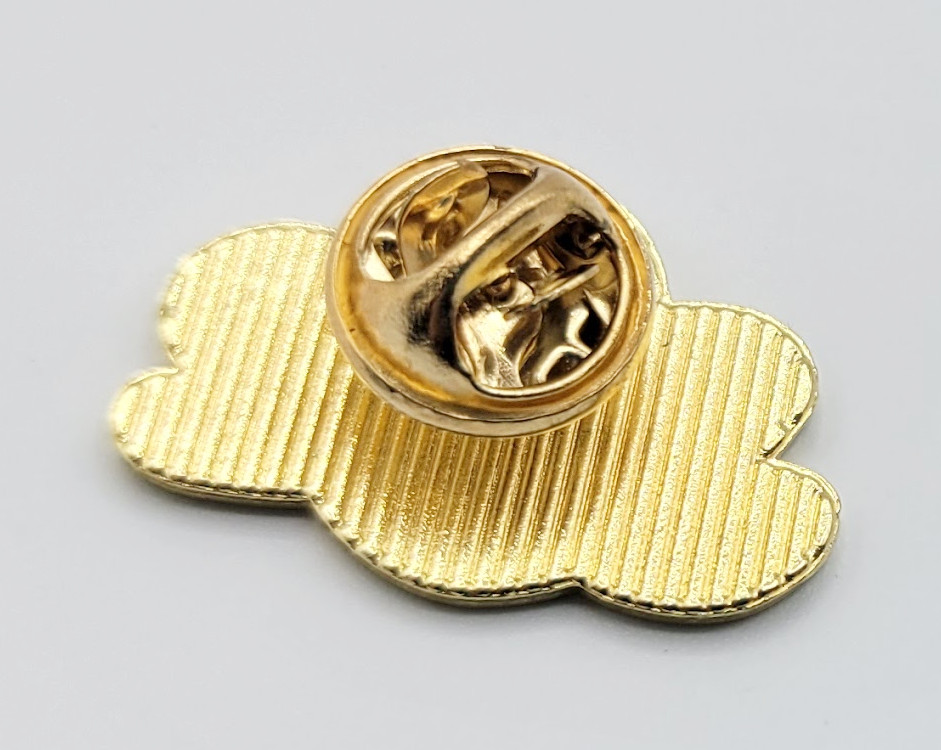 Gold Tone Smiley Face White Cloud Cute Enamel Cartoon Brooch Pin Costume Jewelry