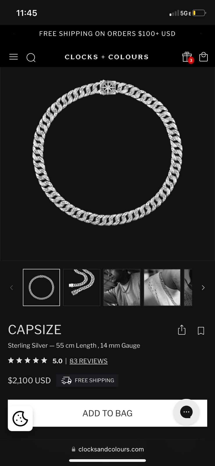 Clocks and Colours Capsize Chain 178g/6.2oz