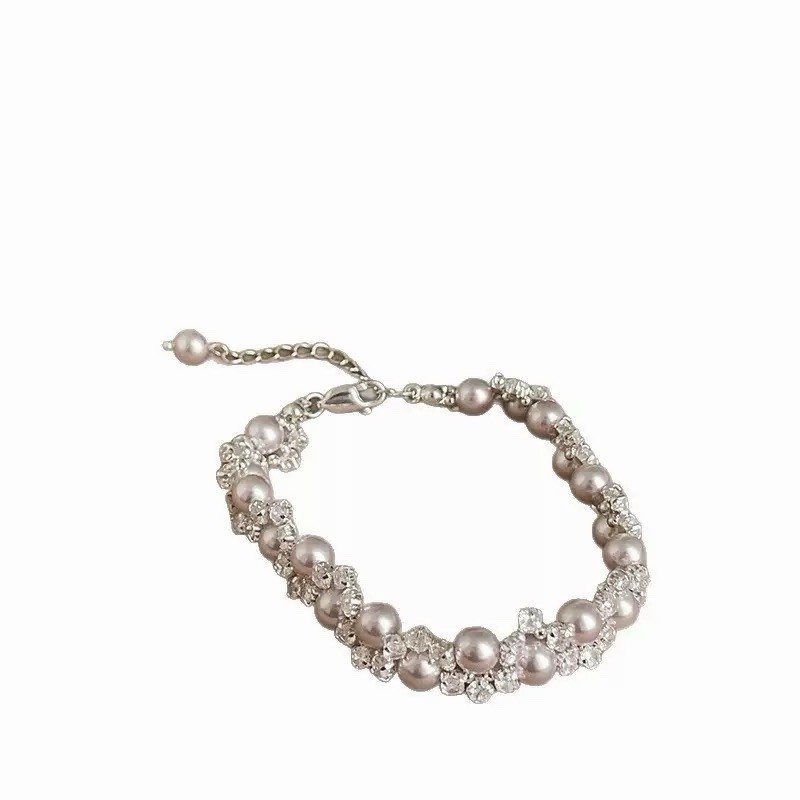 Pearl Crystal Bracelet,Bridal Bracelet,Cute Romantic Pearl Bracelet,002