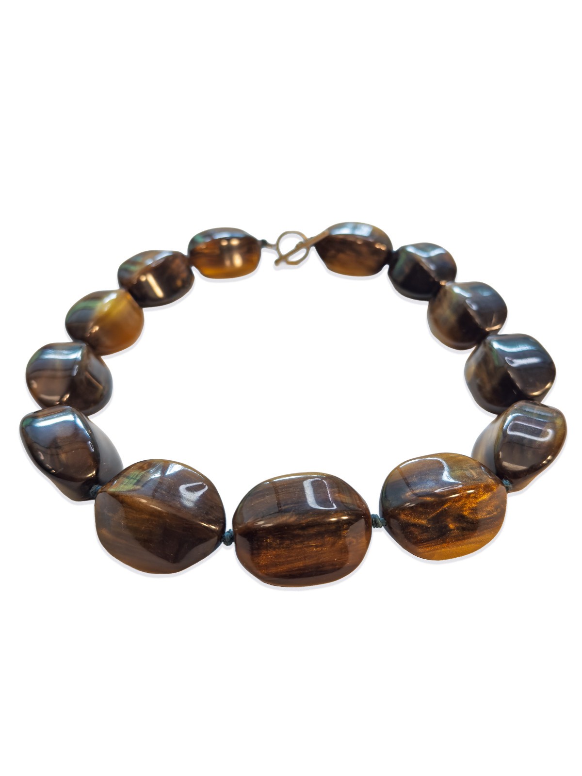 Banana Republic Chunky Tiger’s Eye Lucite Beaded Necklace on Knotted Cord