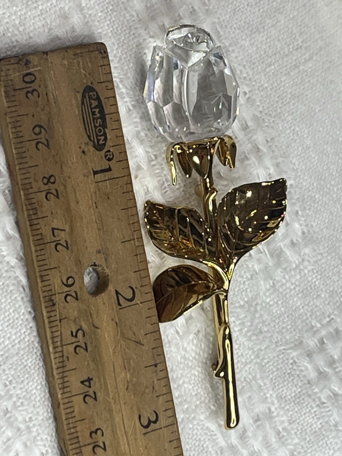 Swarovski Crystal Memories Rose Brooch Pin Gold Tone 3″ w/ Original Box-Gift