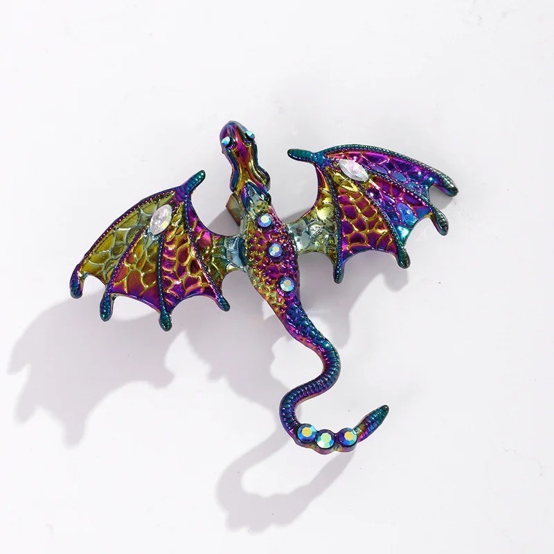 1pc Dragon Brooch Pin Enamel Crystal Animal Badge Jewelry Gift – Animal Pins