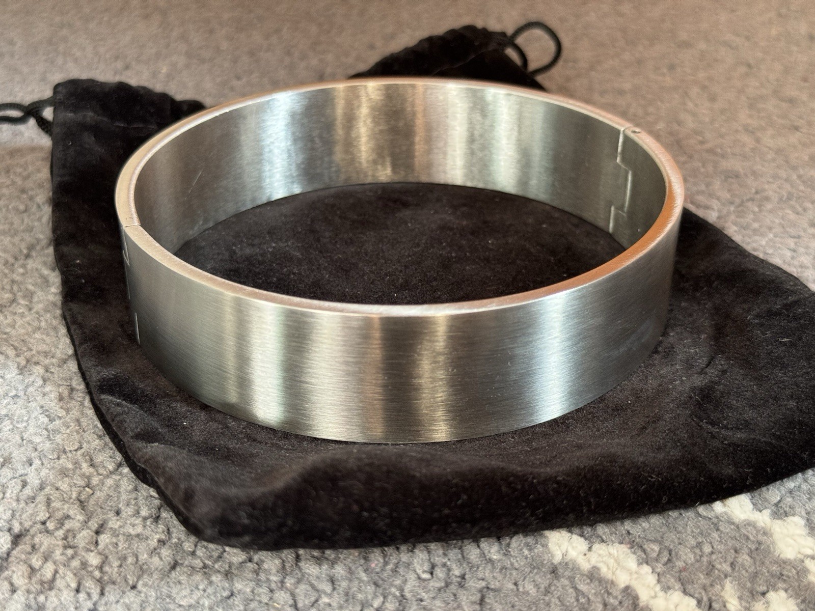 Steel Collar Slave Choker Necklace Solid 30mm Brushed Metal 12cm