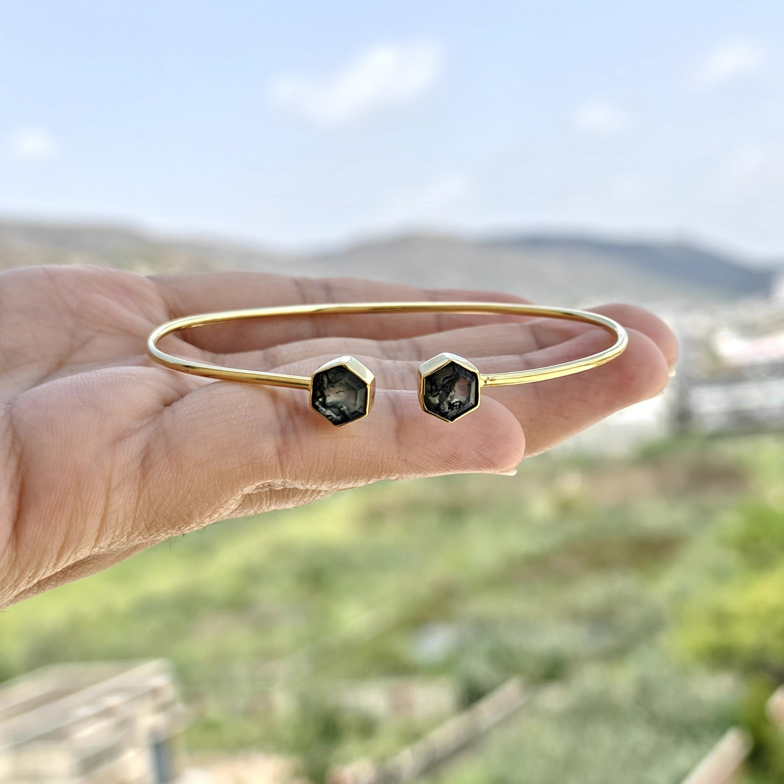 Handmade Multi Gemstone 18k Gold Plated Adjustable Stackable Jewelry For Gift
