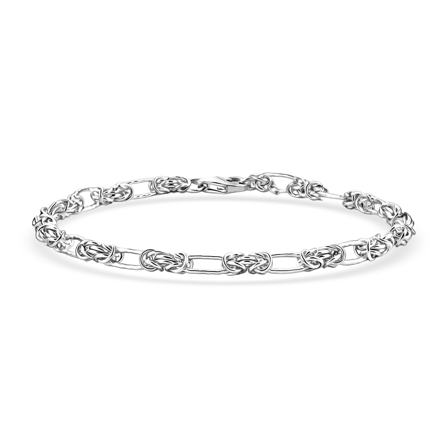 Byzantine Station Chain Bracelet in Sterling Silver 7.25 In 6.0 Grams