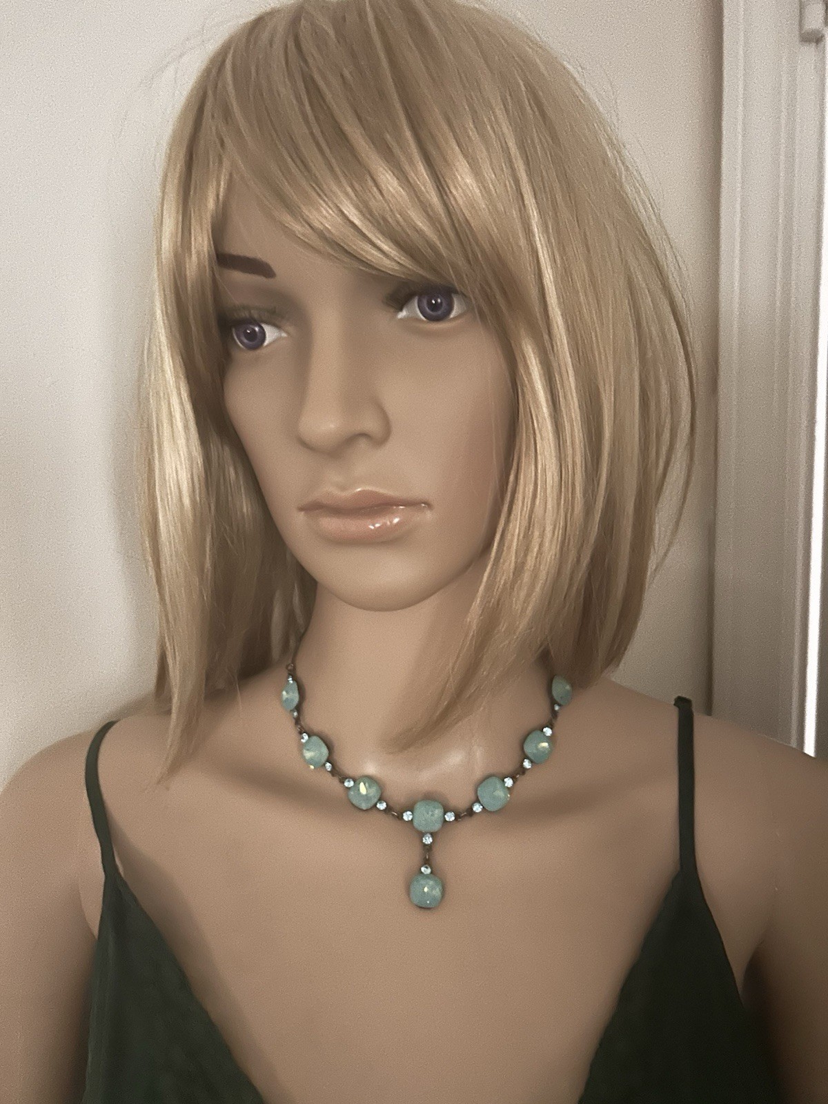 Swarovski Turquoise Aqua Opal Crystal Drop Necklace Gorgeous!