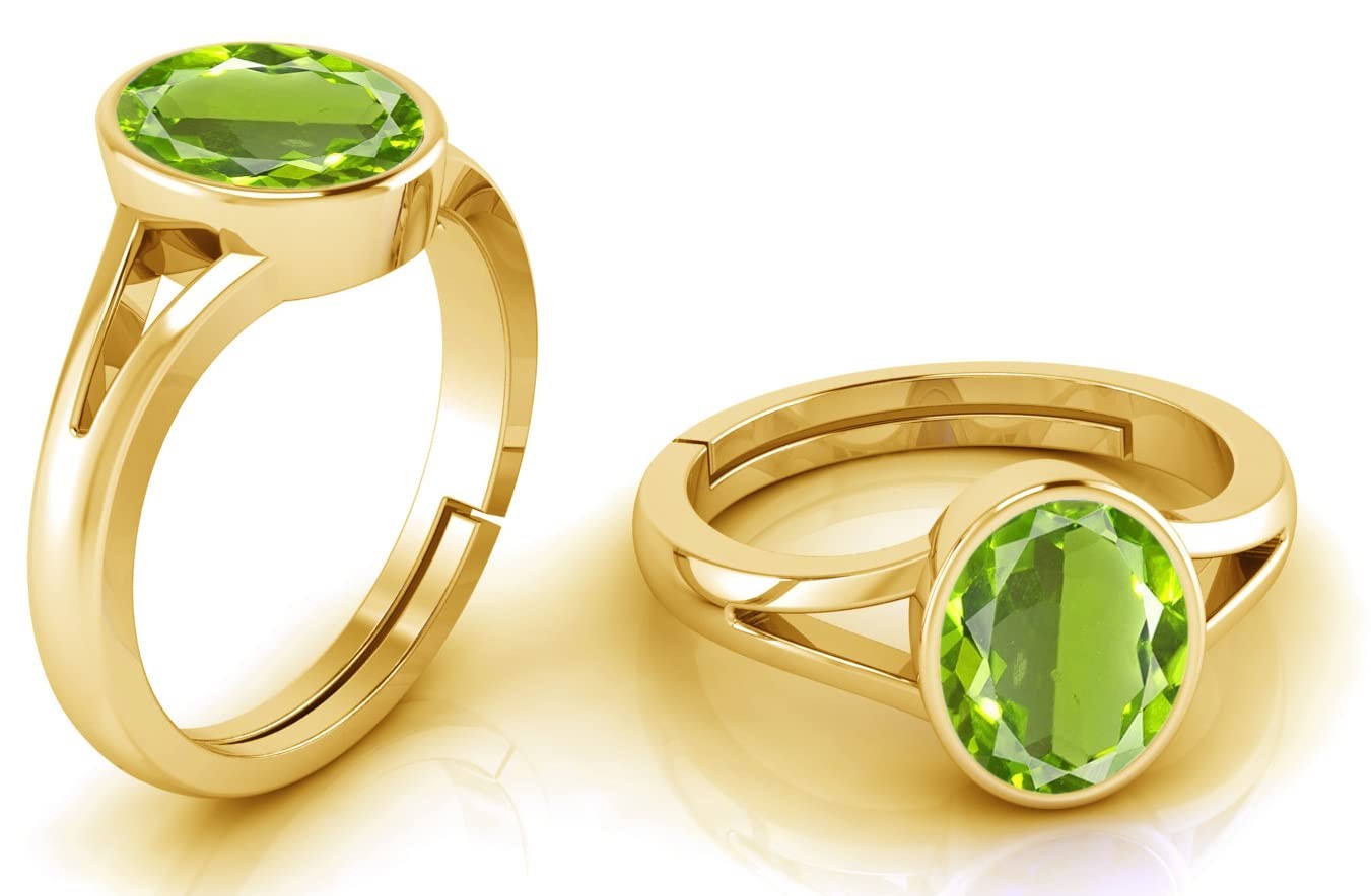 5.25 Ratti Certified Natural Peridot Gemstone 22k gold plated Panchdhatu Adju…