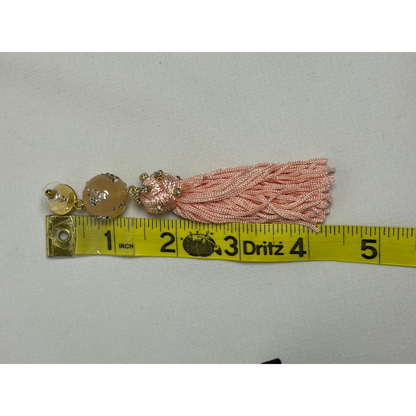 J.Crew Tassel Crystal Drop Earrings Peach & Pale Pink Chunky Statement Earrings