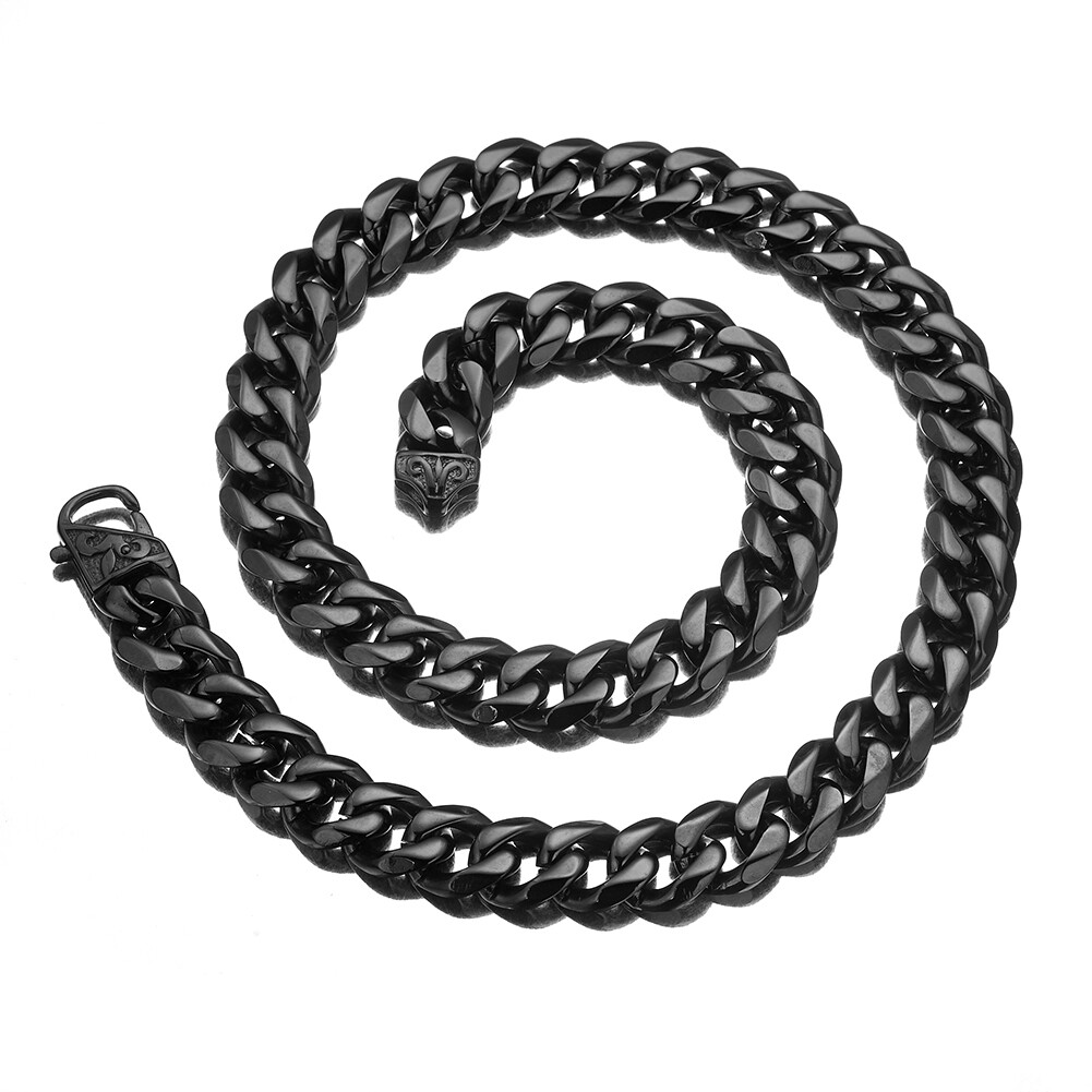12/15mm 7-40inches Fashion Cuban Curb Chain Necklace Bracelet Stainless Steel
