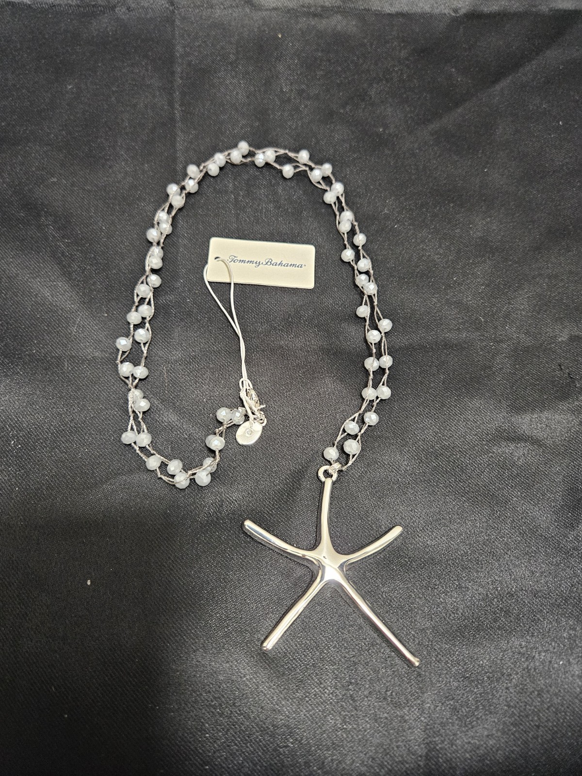 $79.50 Tommy Bahama Starfish Treasure Pendant Necklace Silver Tone Gray NWT