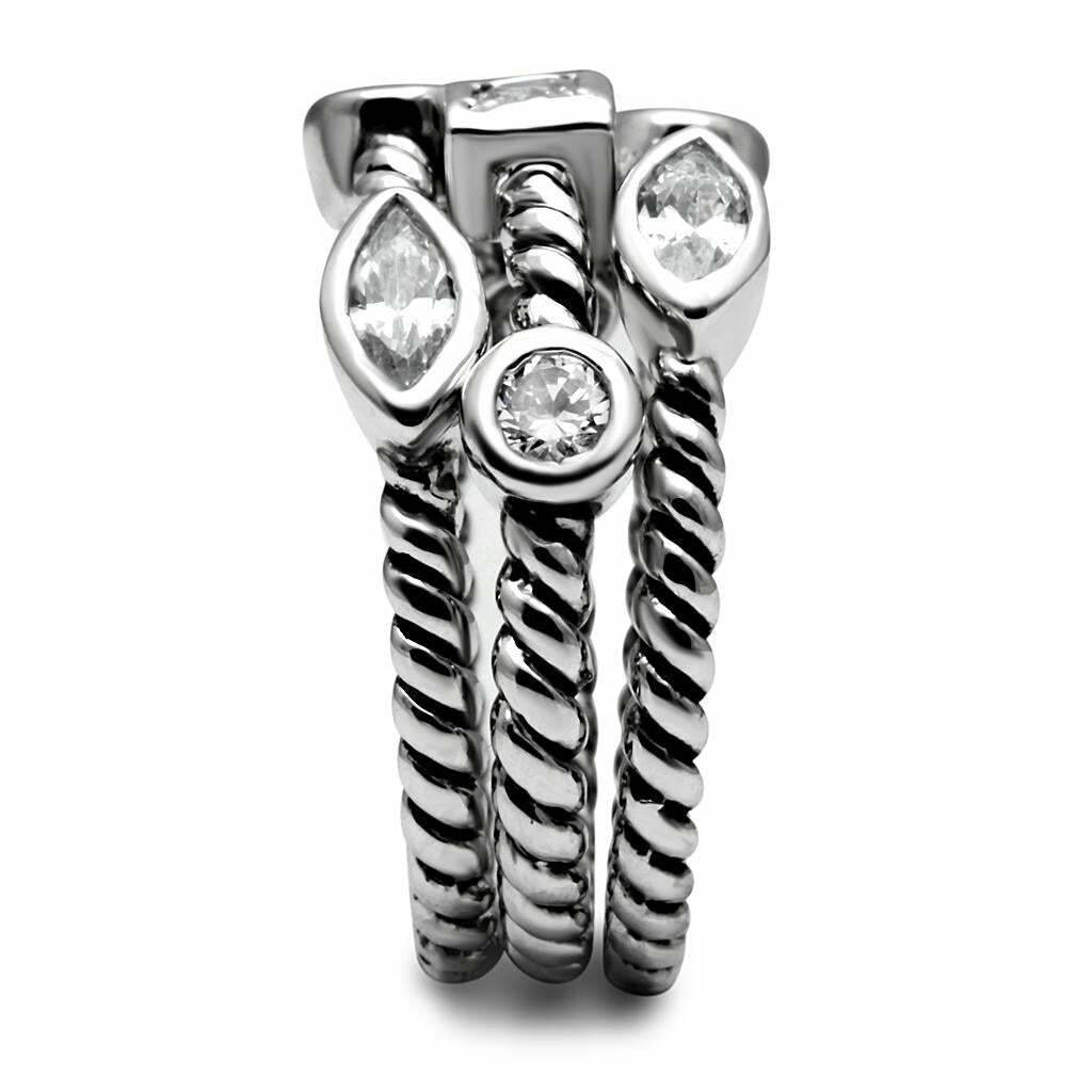 TK2880 – High polished (no plating) Stainless Steel Ring with AAA Grade CZ in