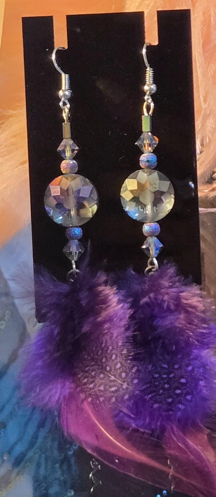 Classy Purple Feathered Earrings