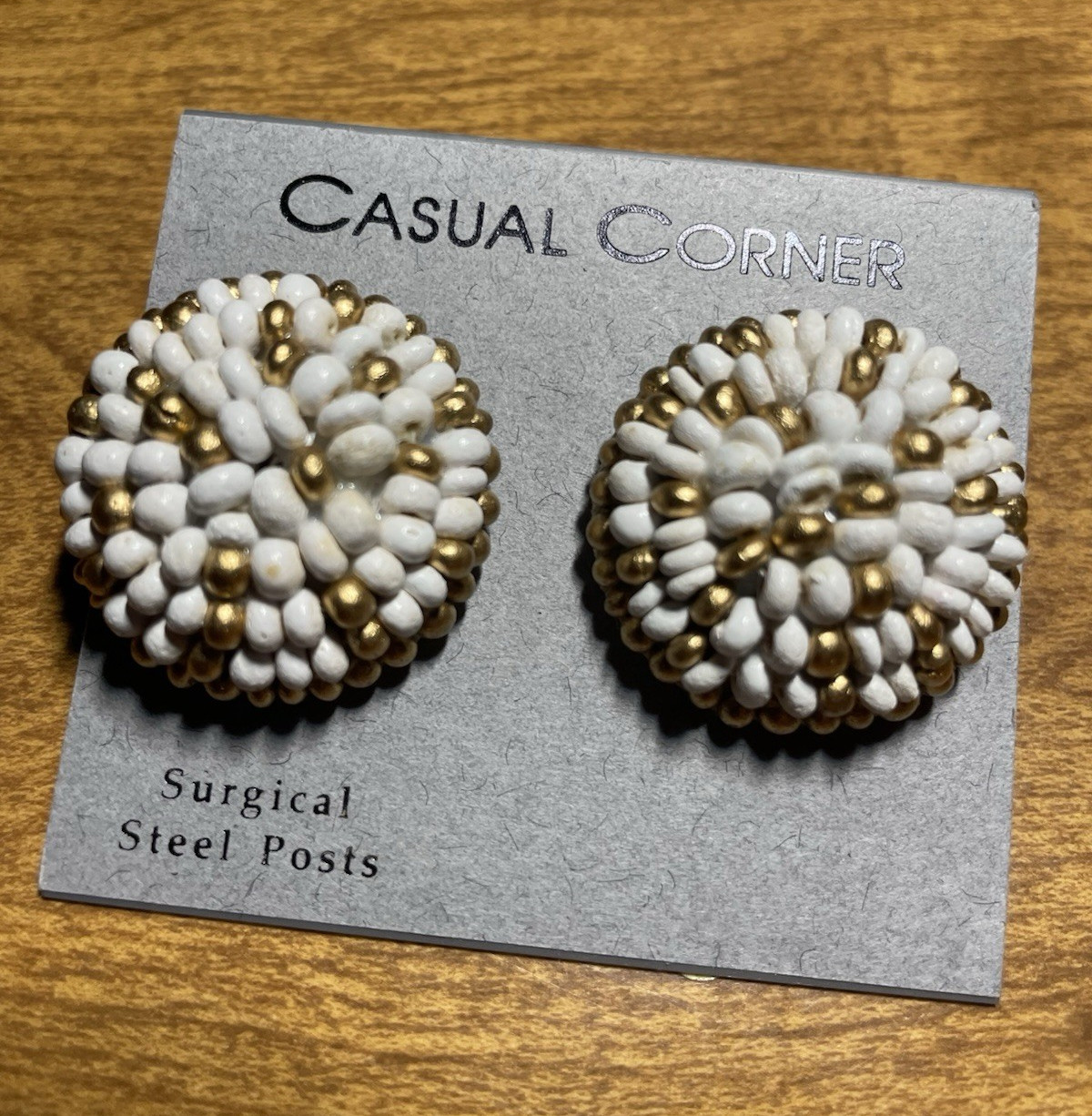 Vintage Casual Corner Beaded Stud Earrings.