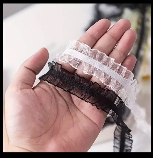 New Fashion Ladies Women Elastic Black,white Ruffle LACE Chakor Necklace party