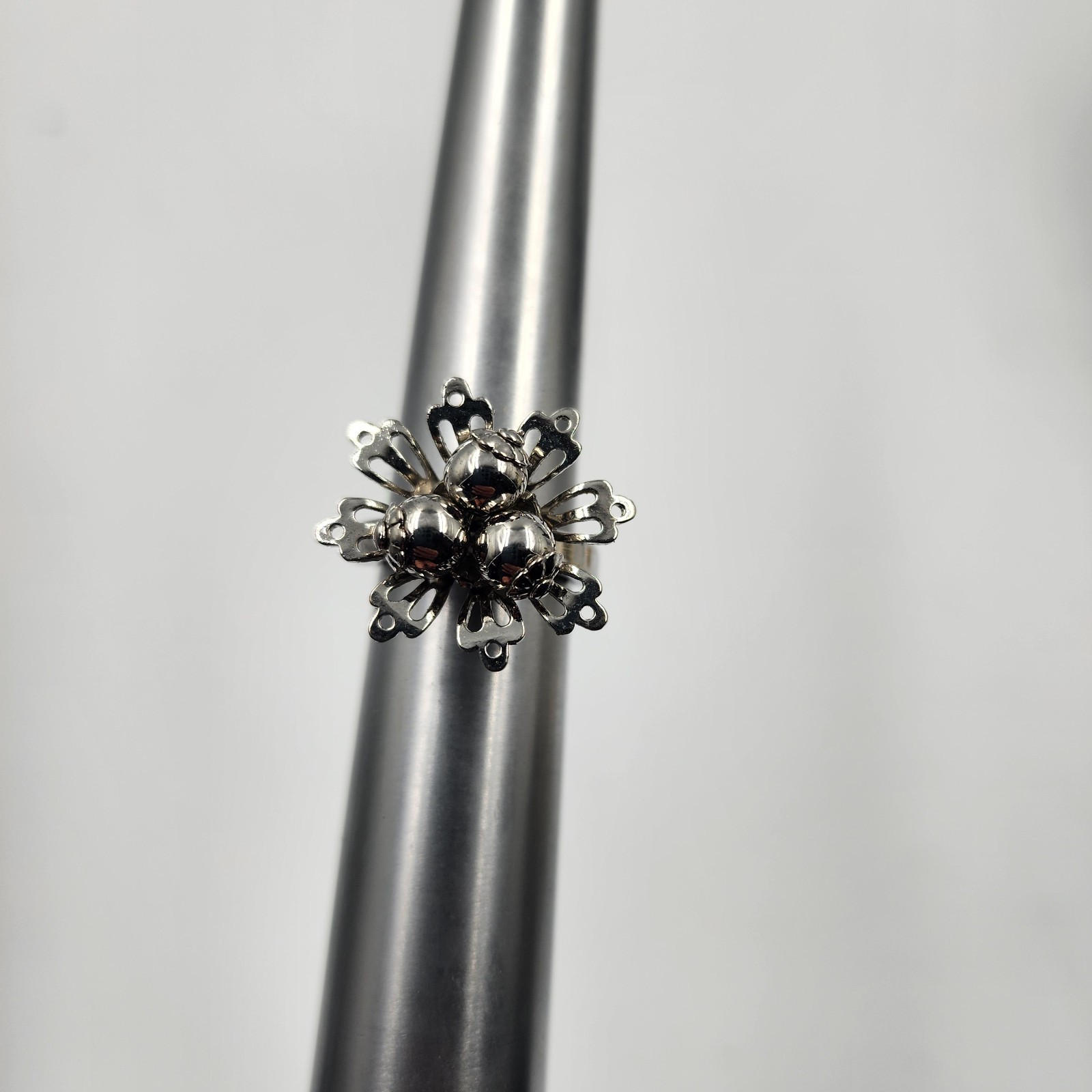 Stainless Steel Flower Ring Petals Boho Style Size 6 Pat. Pend Stamp