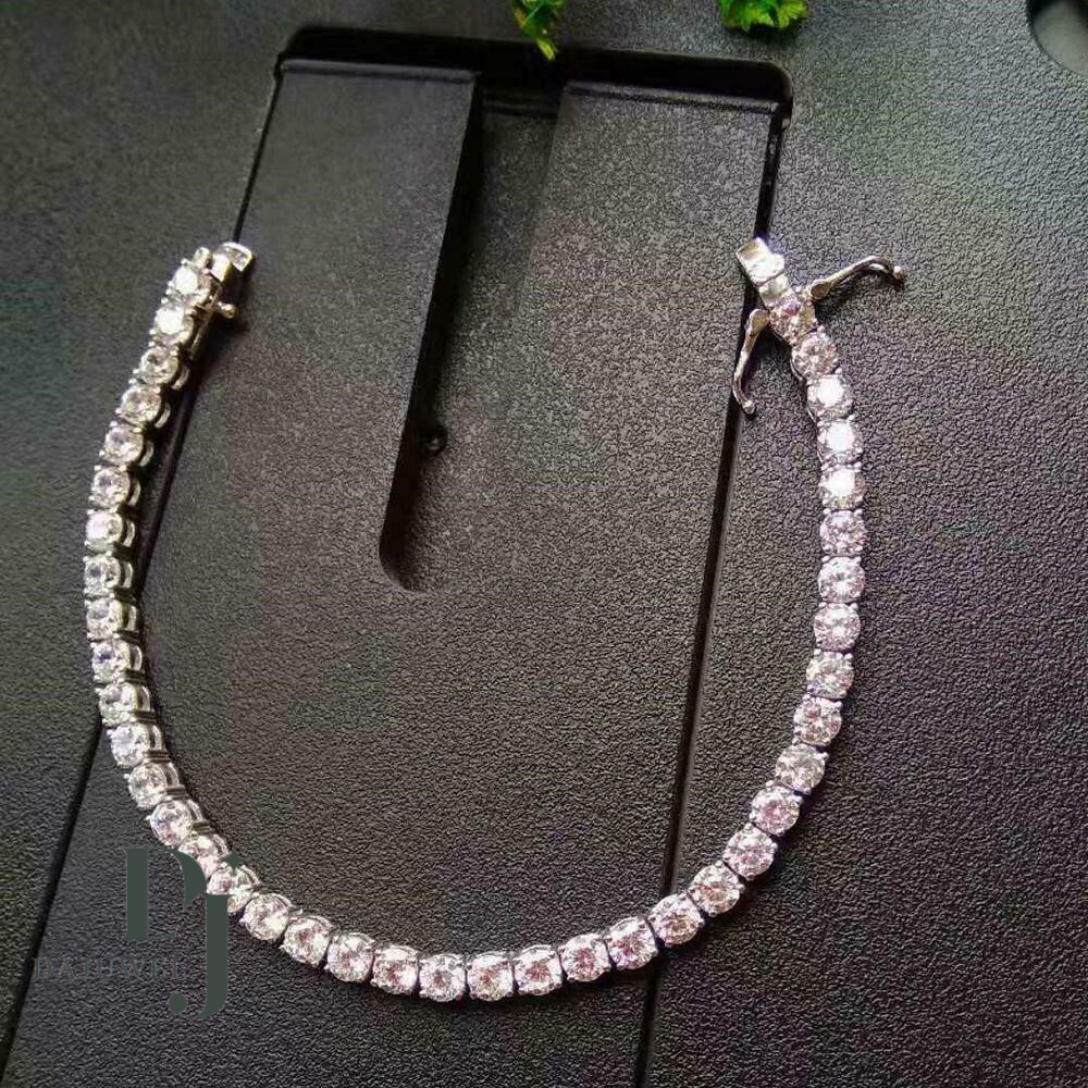 7′ Inch Long Tennis Wedding Bracelet Solid 14K White Gold 5 Carat Round Cut VVS1
