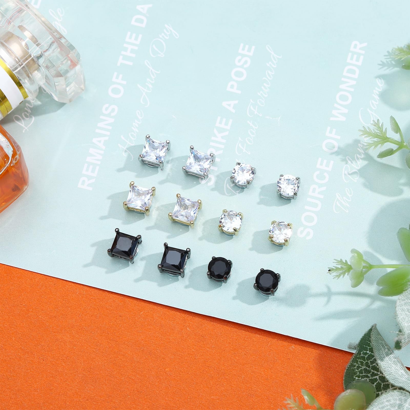 6 Pairs Stainless Steel Magnetic Stud Earrings for Men Clip on Earring Magnet…