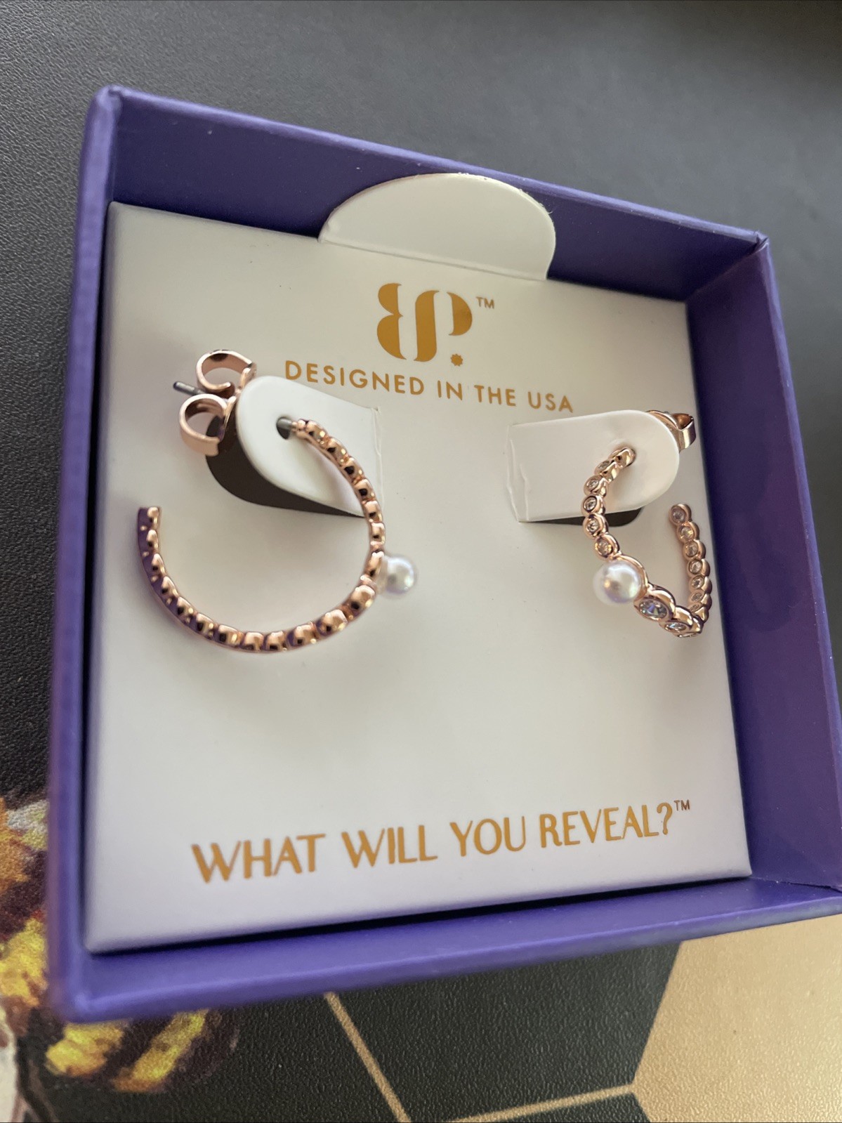 Bomb Party June 2026 Earrings Sleek Radiance Ceramic Pearl Rose Gold Plating