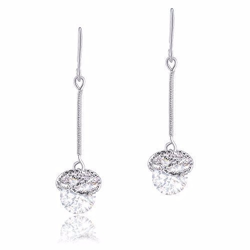 Orrous 18k Gold Plated Cubic Zirconia Twist Rings Drop Earrings 6.50 carats