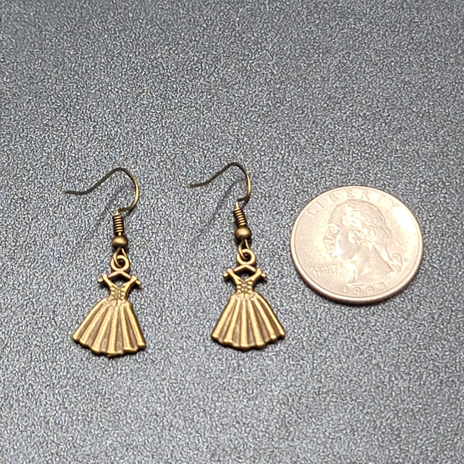 Dress Pierced Earrings Bronze tone Dangle 3/4″