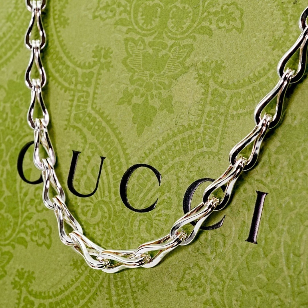 Rare Gucci Silver 925 Drop Chain Long Necklace L 22in 55cm Very Good Condition