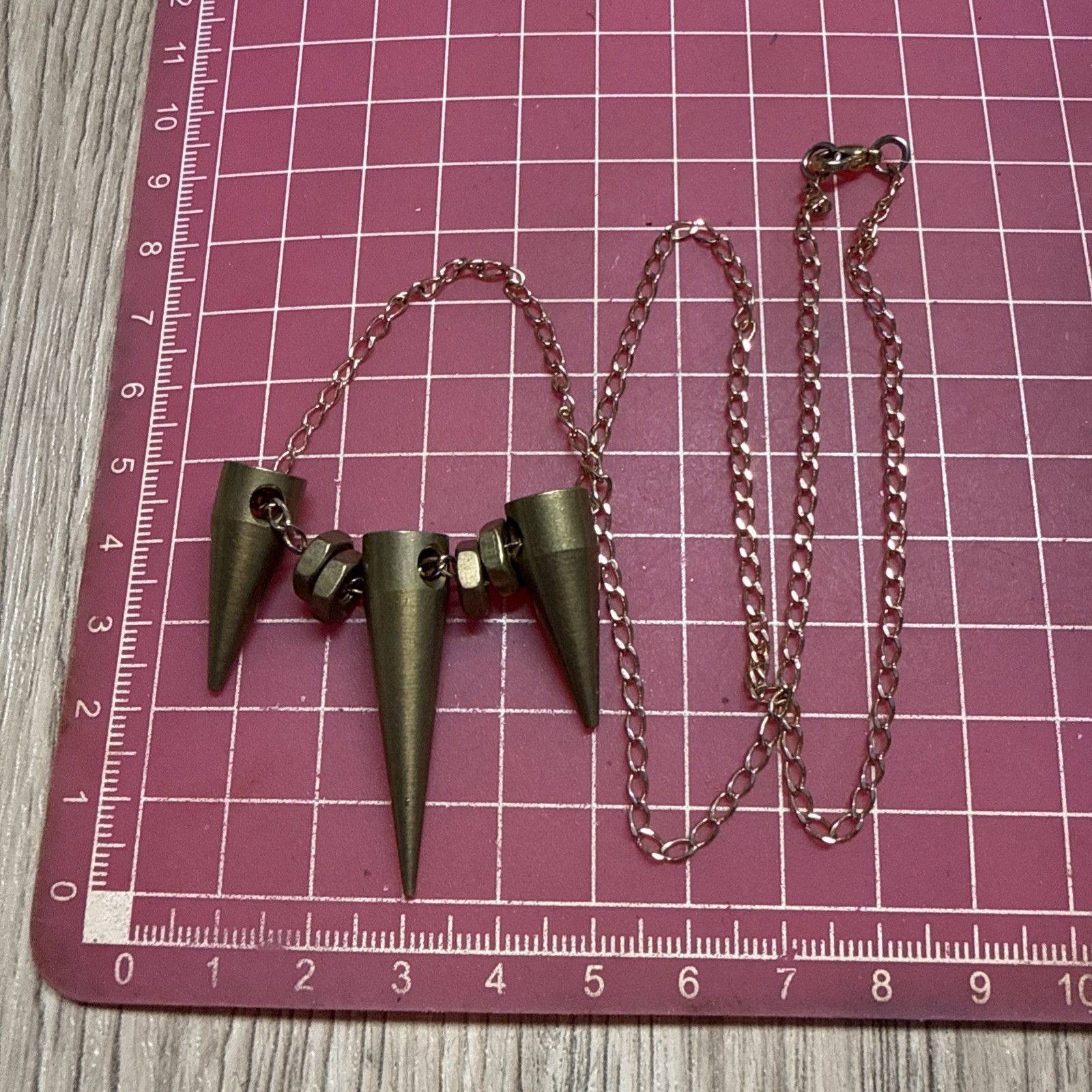 RETRO Brass Spike Necklace Gold Tone Chain 51cm/20″ Industrial Goth Punk Kitsch