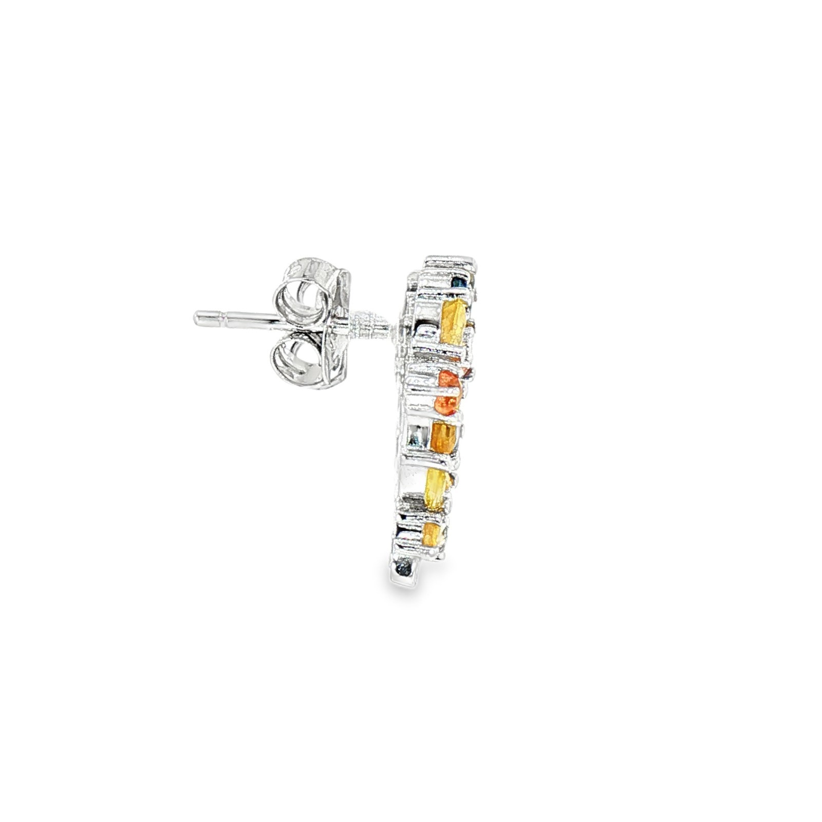 925 Sterling silver Earing Pear 4x3mm Multi-Sapphire Gemstone Jewelry.