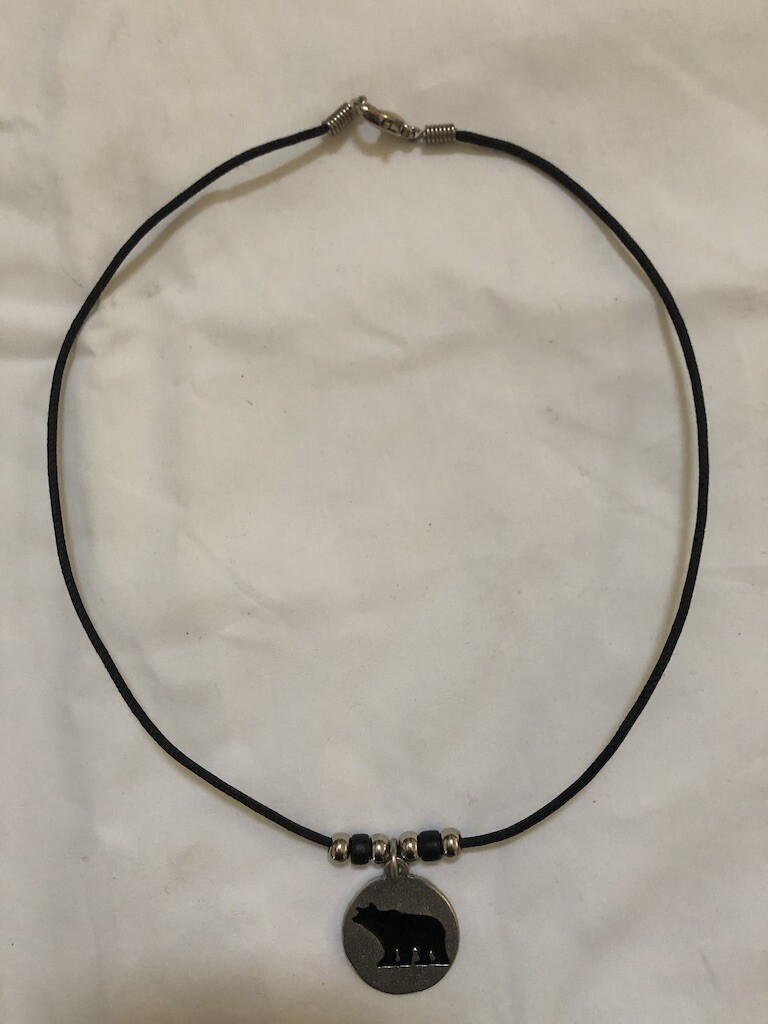 Made in USA Native American Hand Crafted Black Silver Necklace INVINCIBLE New