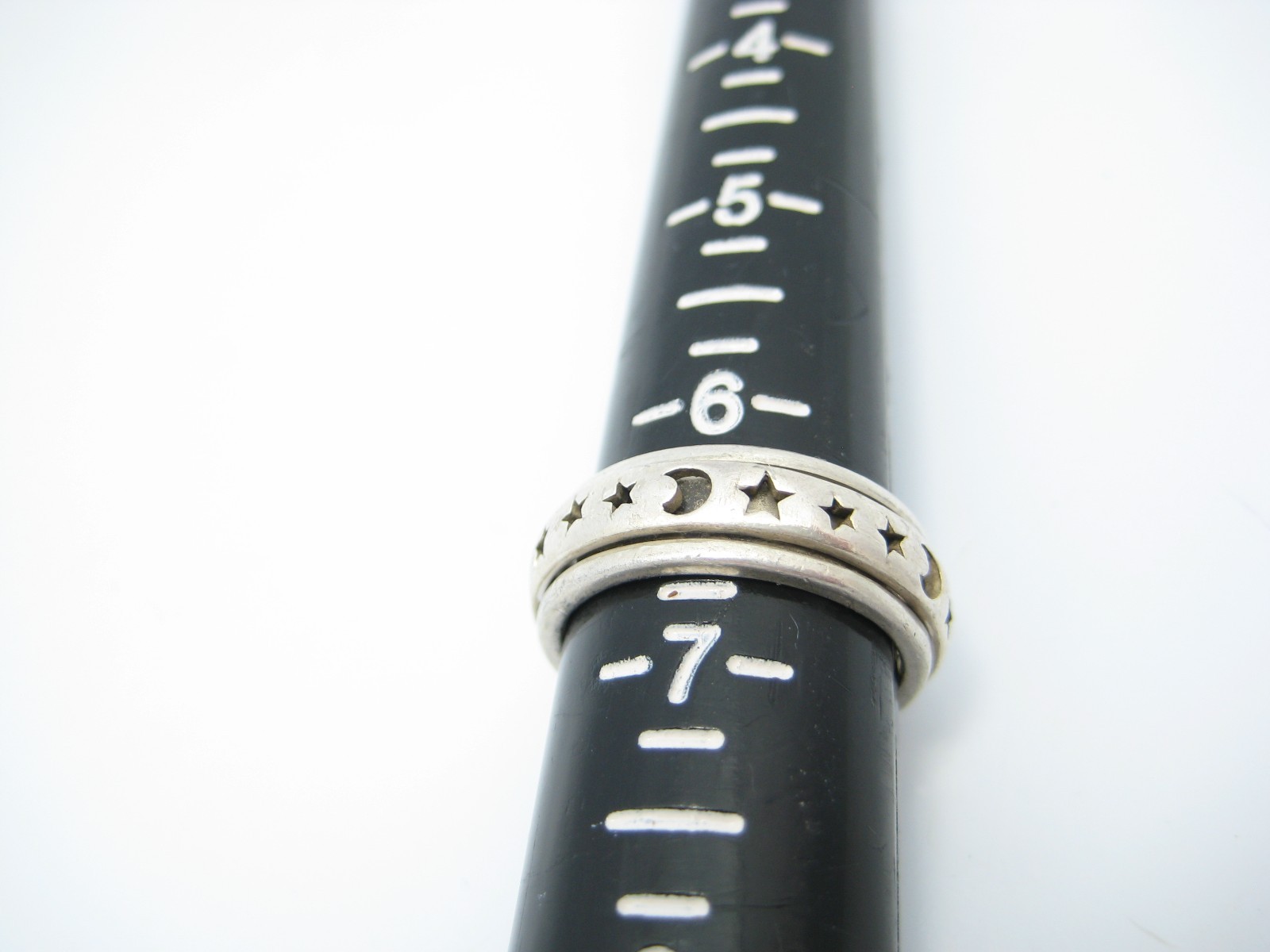 Sterling Silver 6.6mm Celestial Star Moon Themed Cutout Ring Size 6.5
