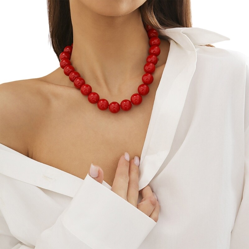 Lightweight Beads Choker Durable Acrylic Beaded Necklace Trendy Short Necklace