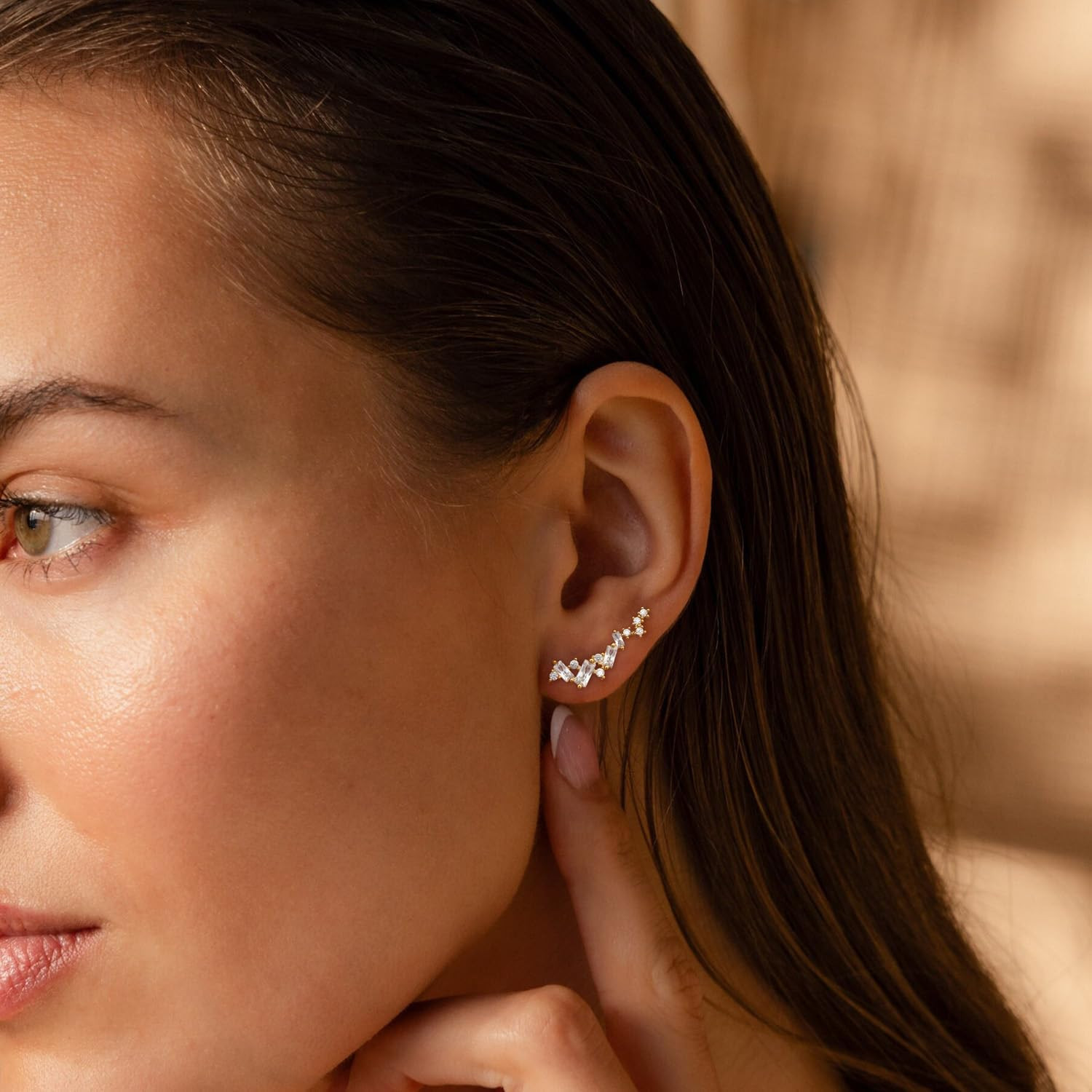 Star 14K Gold Plated Ear Cuff Earrings for Women Non Piercing, Dainty Silver Pla